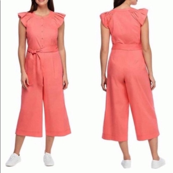 GAL MEETS GLAM Saffron Belted Flutter Sleeve Jumpsuit - Picture 3 of 6